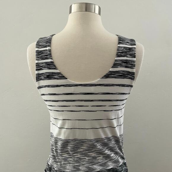Athleta Stripe Midi Tank Dress Sleeveless Ruched Summer Casual Black White Small - Picture 8 of 9